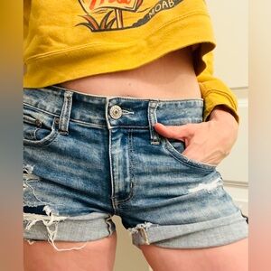 Stretchy mid high american eagle destroyed shorts